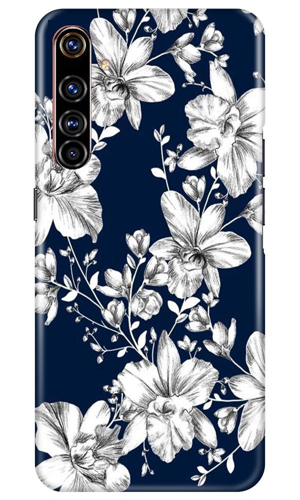 White flowers Blue Background Case for Realme X50 Pro