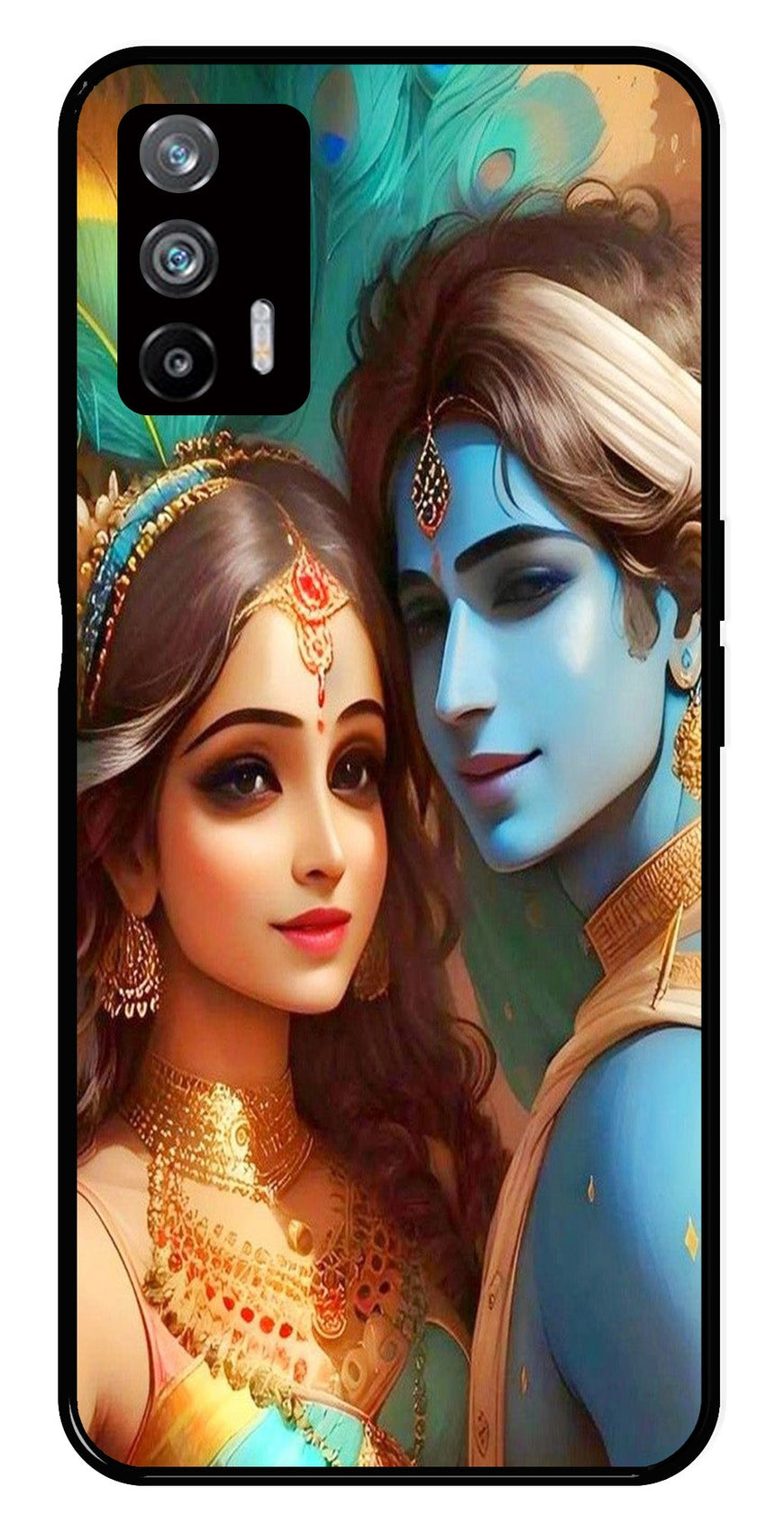 Lord Radha Krishna Metal Mobile Case for Realme X7 Max 5G   (Design No -01)