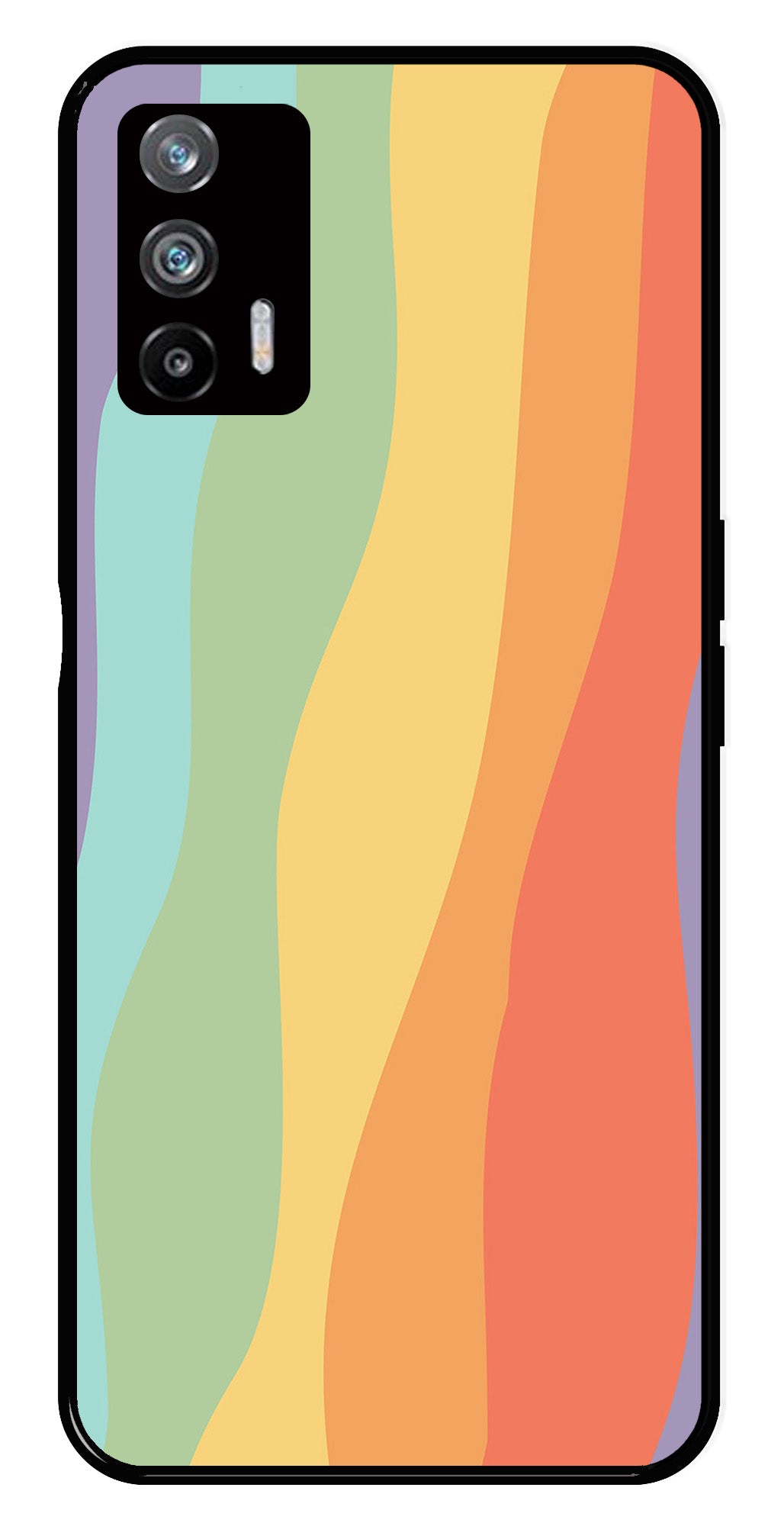 Muted Rainbow Metal Mobile Case for Realme X7 Max 5G   (Design No -02)