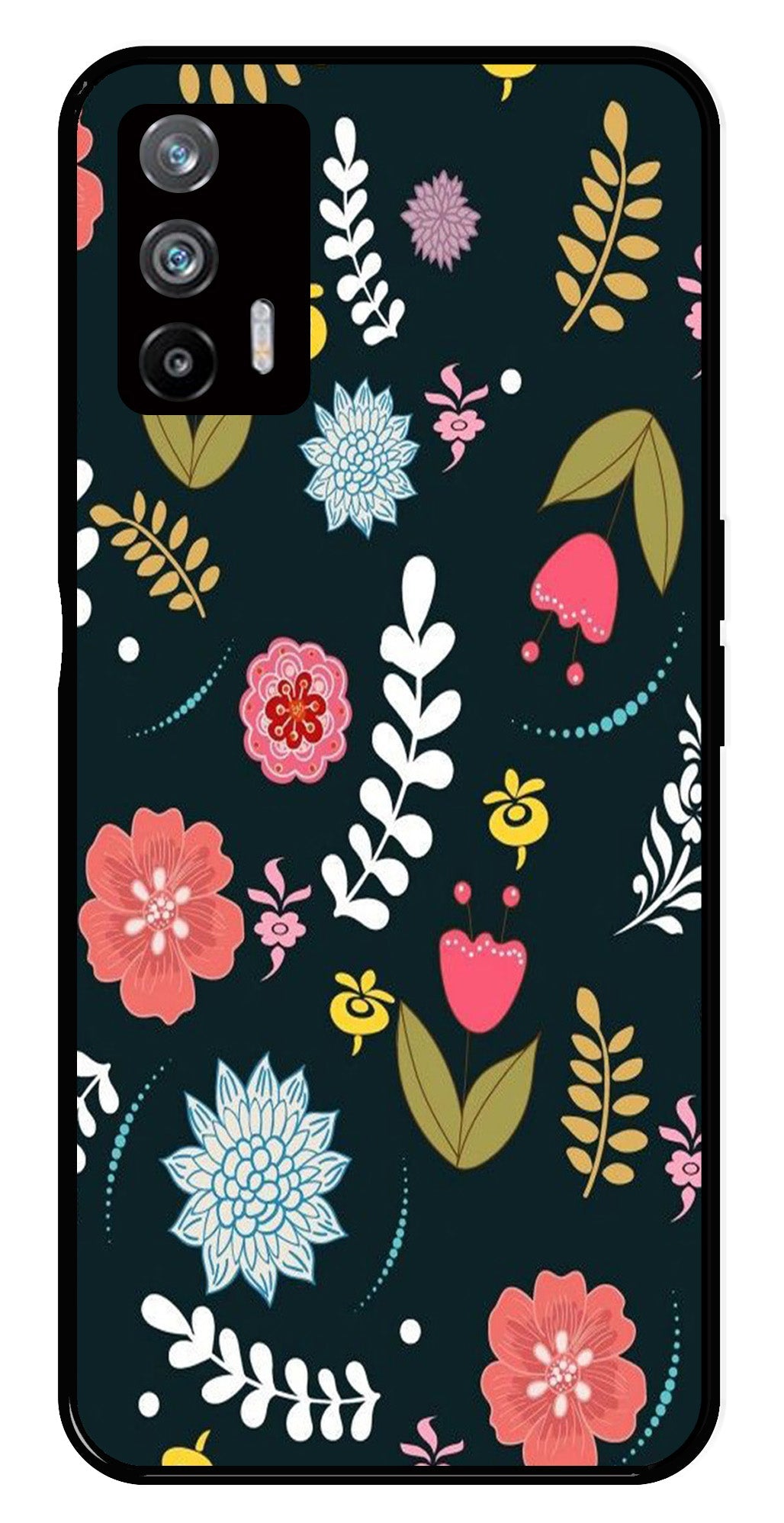 Floral Pattern2 Metal Mobile Case for Realme X7 Max 5G   (Design No -12)