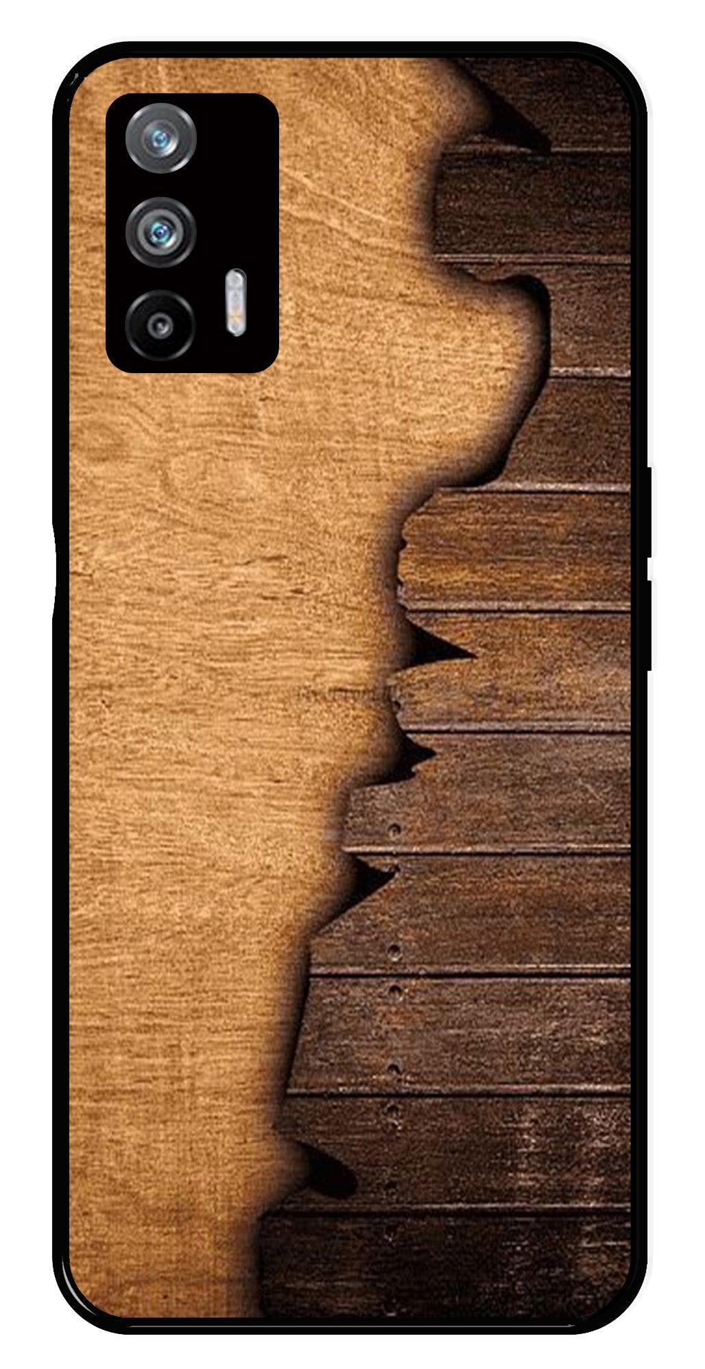 Wooden Design Metal Mobile Case for Realme X7 Max 5G   (Design No -13)