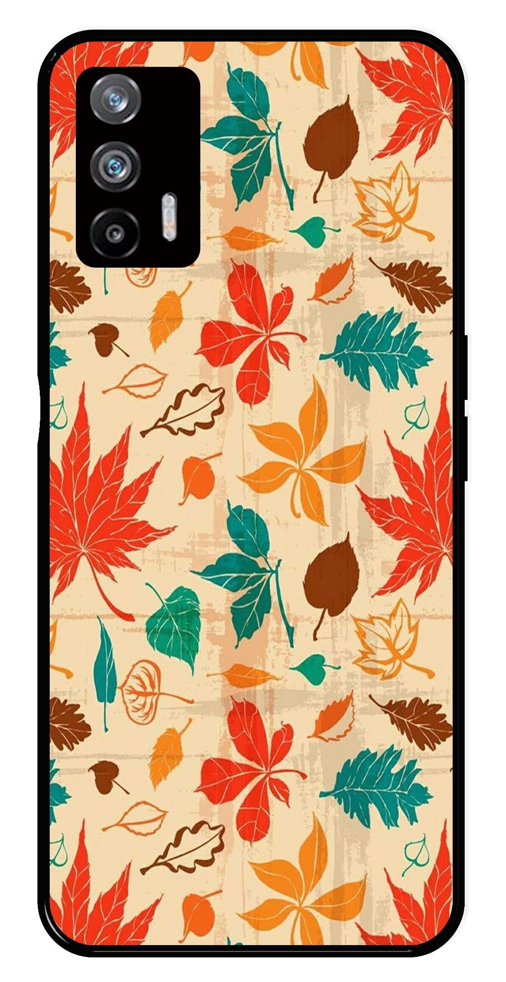 Leafs Design Metal Mobile Case for Realme X7 Max 5G   (Design No -14)