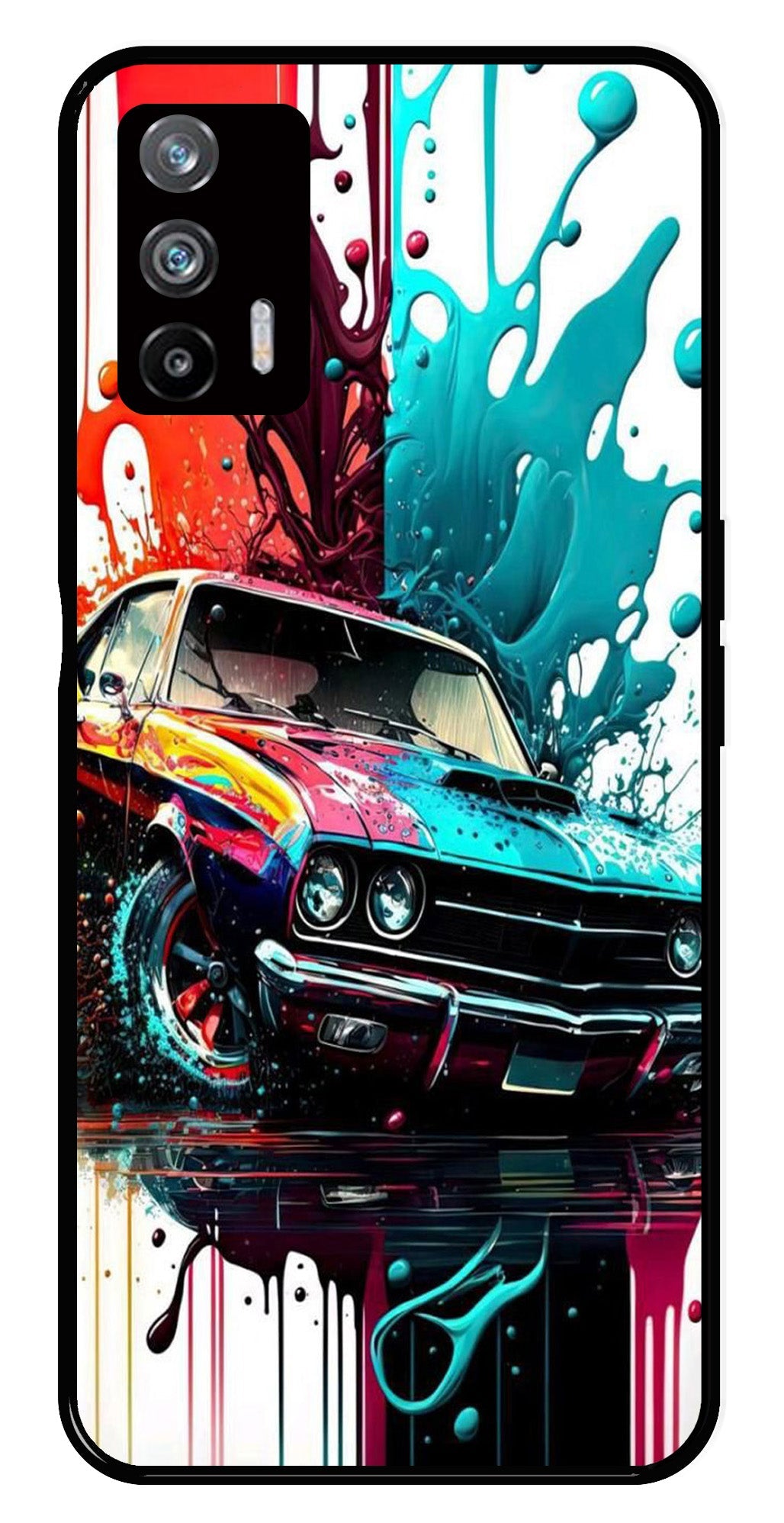 Vintage Car Metal Mobile Case for Realme X7 Max 5G   (Design No -29)