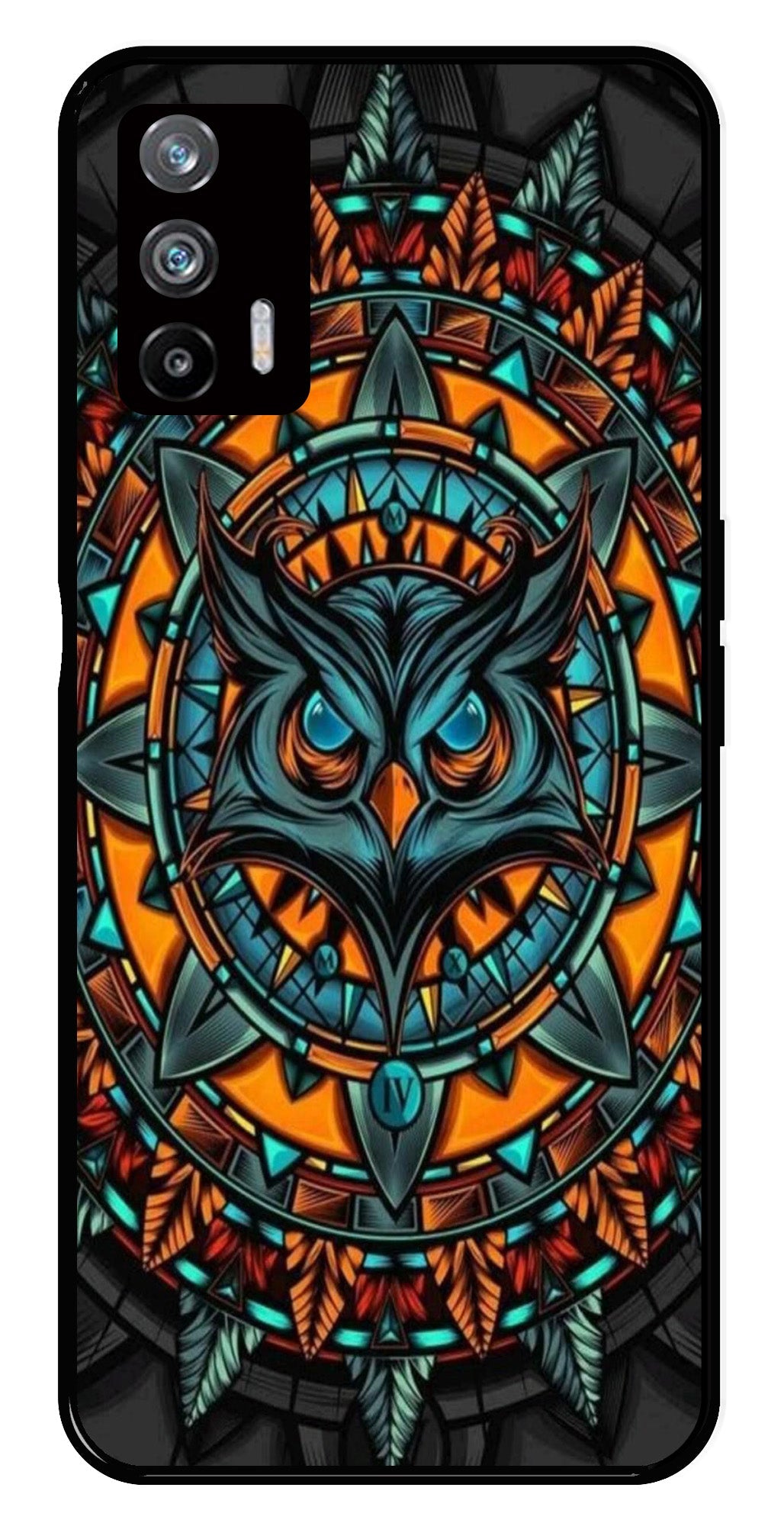 Owl Pattern Metal Mobile Case for Realme X7 Max 5G   (Design No -42)