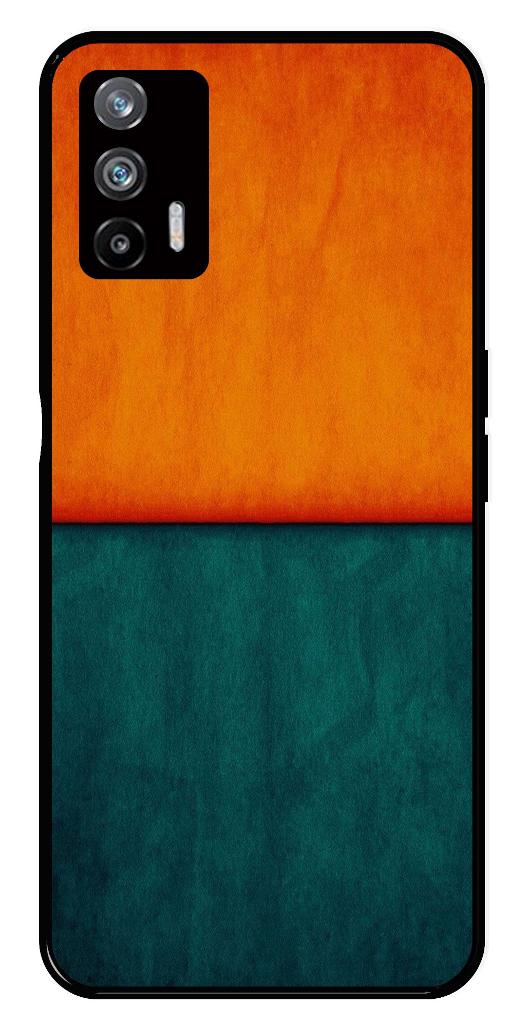 Orange Green Pattern Metal Mobile Case for Realme X7 Max 5G   (Design No -45)