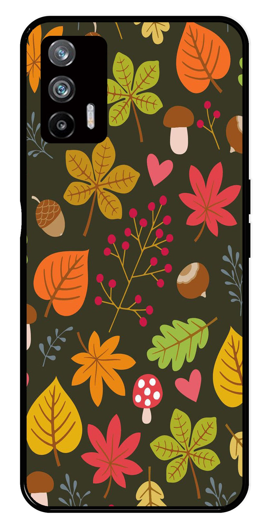 Leaves Design Metal Mobile Case for Realme X7 Max 5G   (Design No -51)