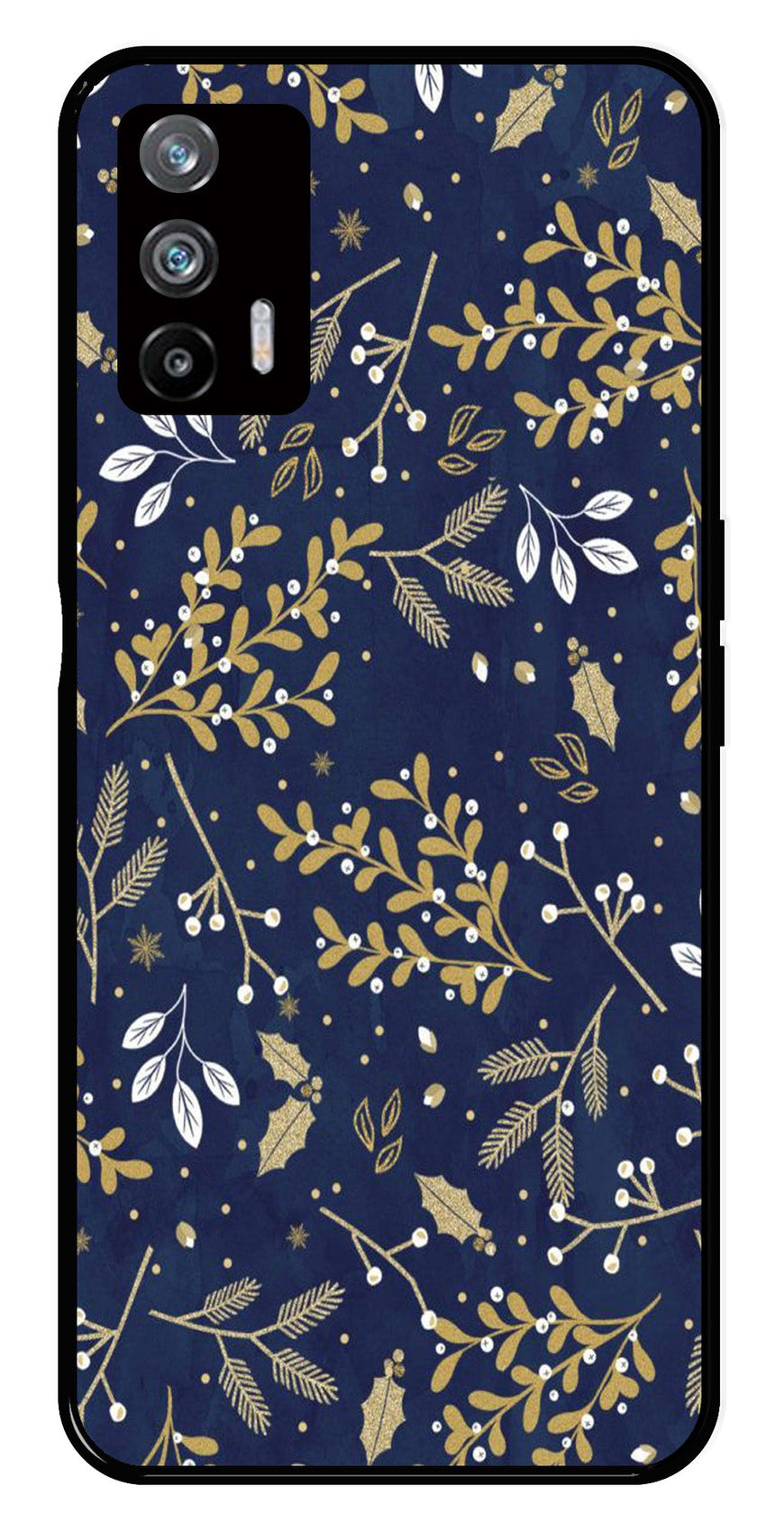 Floral Pattern  Metal Mobile Case for Realme X7 Max 5G   (Design No -52)