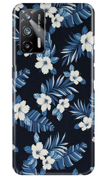 White flowers Blue Background2 Mobile Back Case for Realme X7 Max 5G (Design - 15)