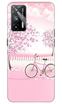 Pink Flowers Cycle Mobile Back Case for Realme X7 Max 5G  (Design - 102)