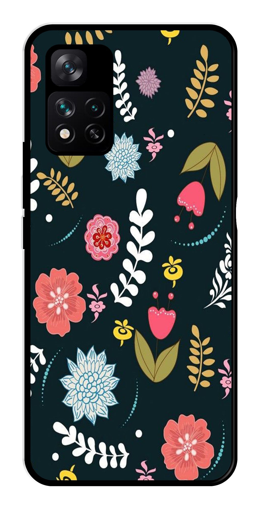 Floral Pattern2 Metal Mobile Case for Xiaomi 11i 5G   (Design No -12)