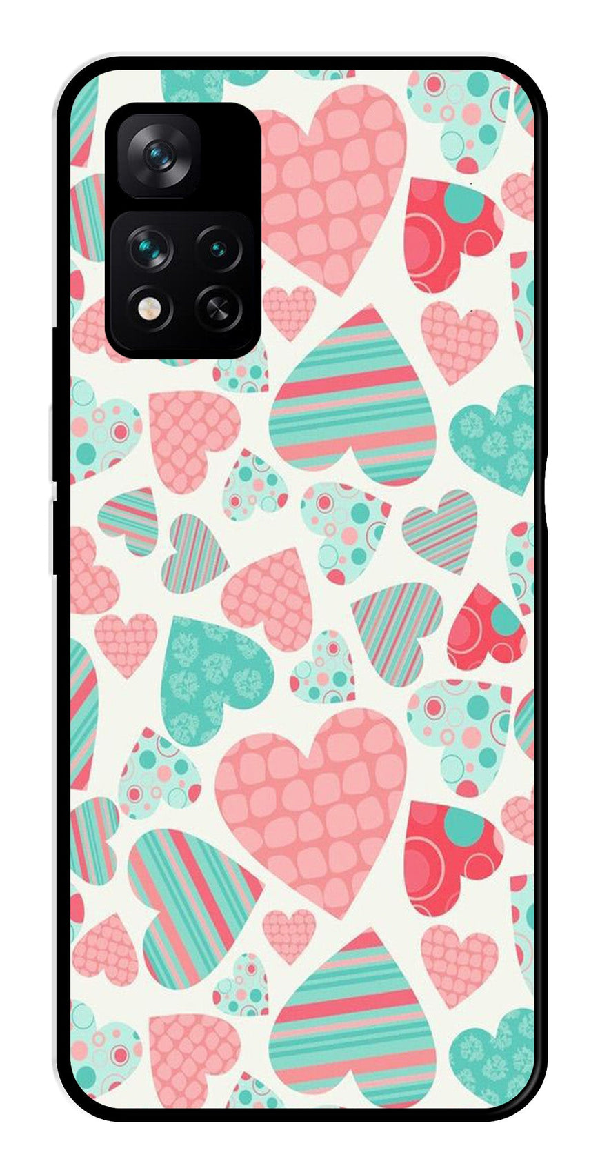 Hearts Pattern Metal Mobile Case for Xiaomi 11i 5G   (Design No -22)