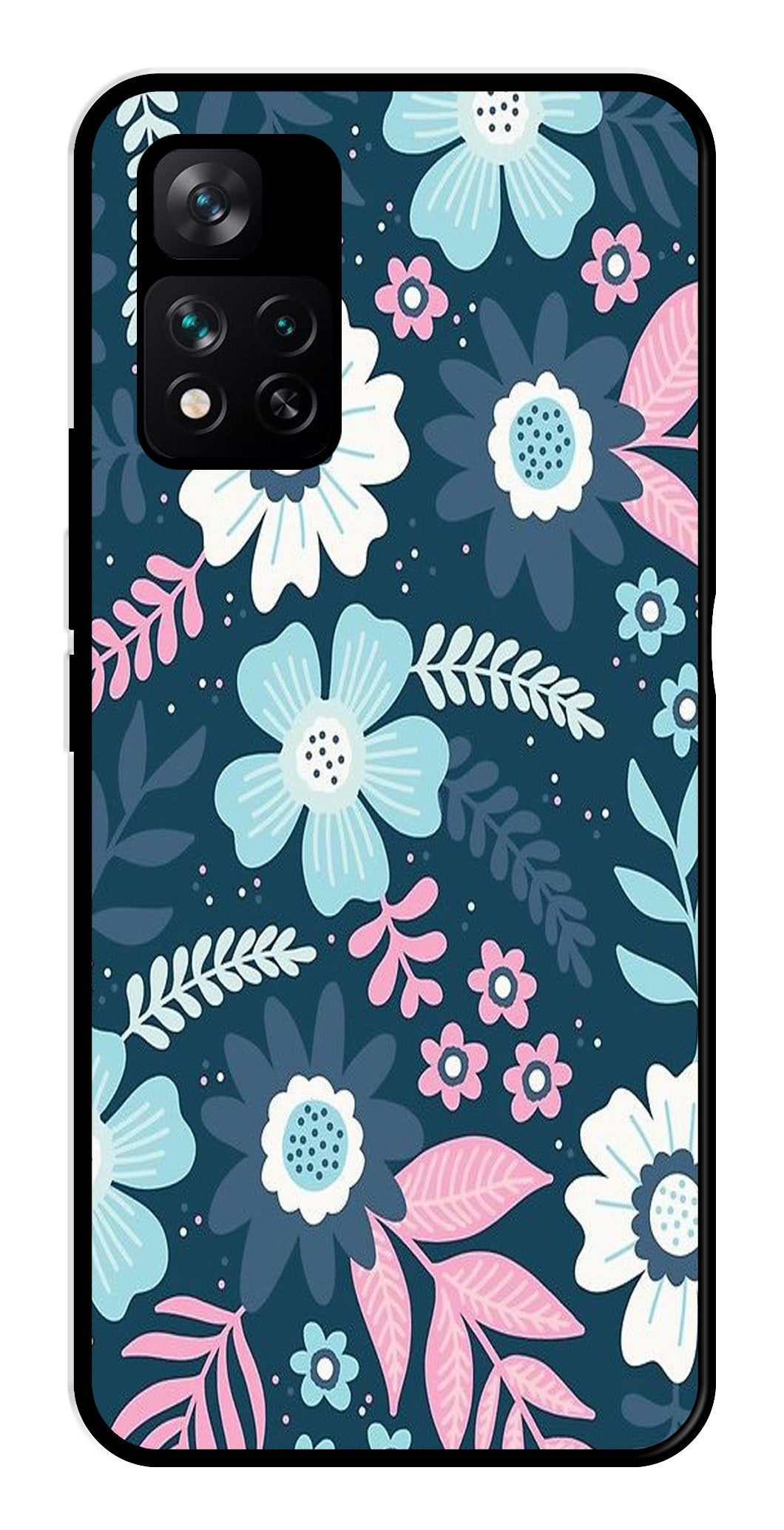 Flower Leaves Design Metal Mobile Case for Xiaomi 11i 5G   (Design No -50)