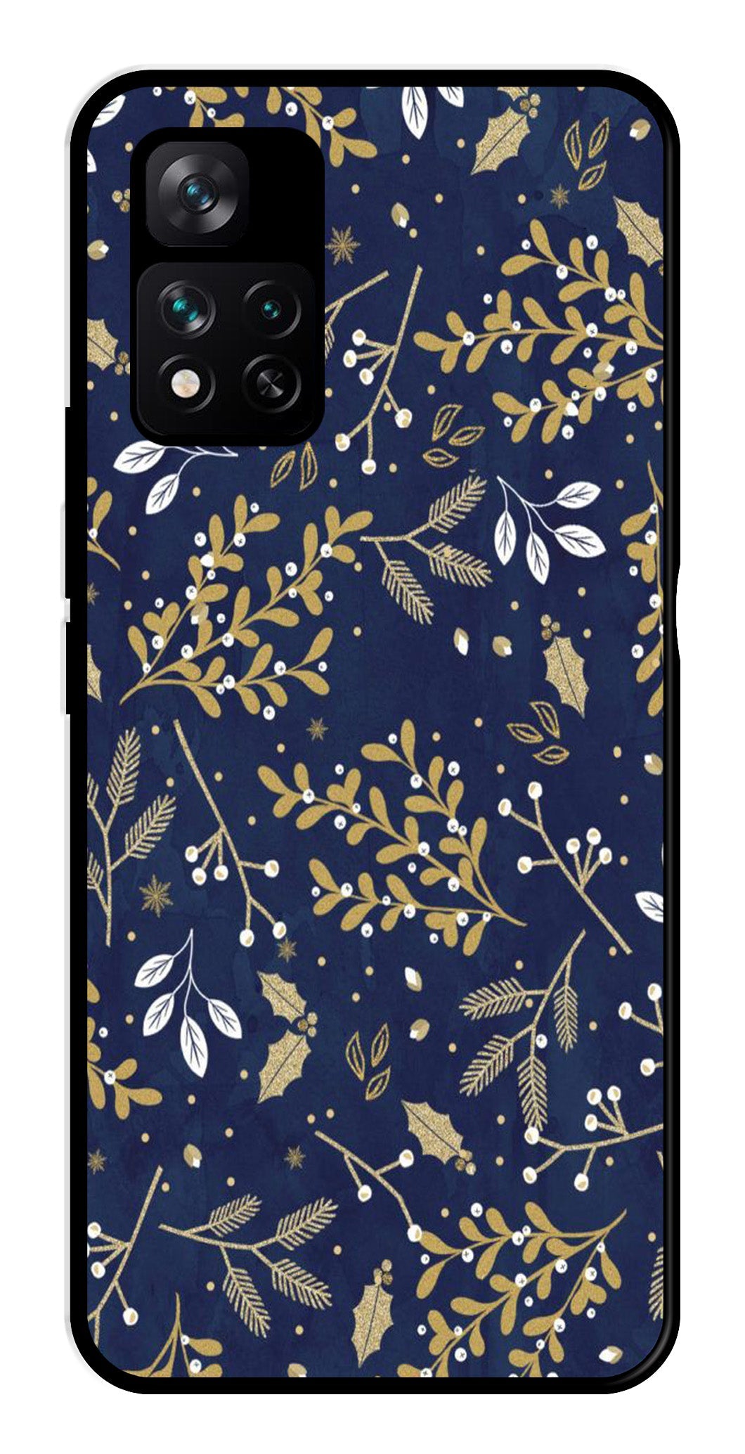 Floral Pattern  Metal Mobile Case for Xiaomi 11i 5G   (Design No -52)