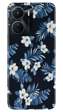 White flowers Blue Background2 Mobile Back Case for Vivo Y56 5G (Design - 15)