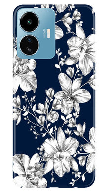 White flowers Blue Background Mobile Back Case for iQOO Z6 Lite 5G (Design - 14)