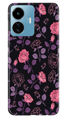 Rose Black Background Mobile Back Case for iQOO Z6 Lite 5G (Design - 27)