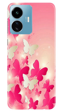 White Pick Butterflies Mobile Back Case for iQOO Z6 Lite 5G (Design - 28)