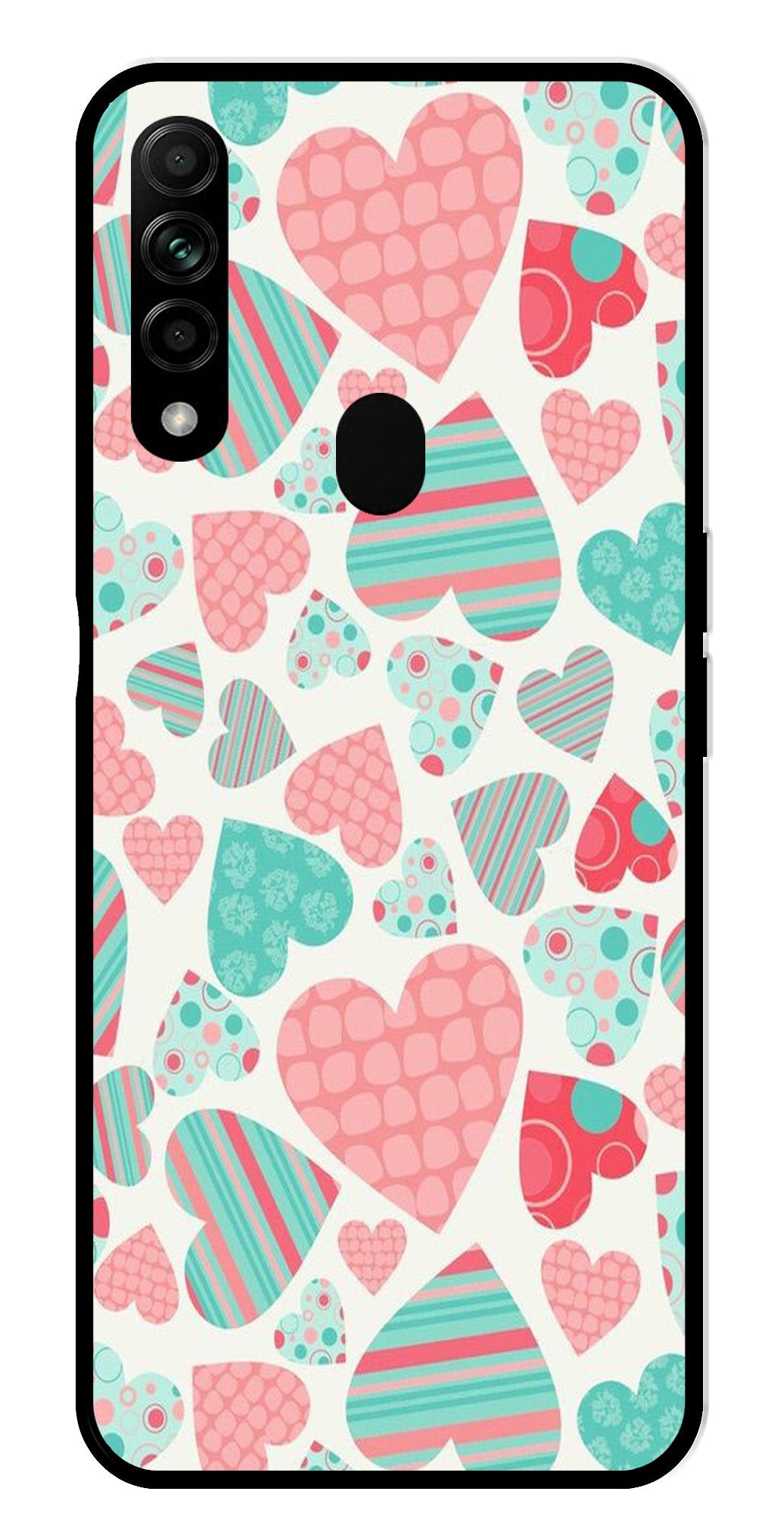 Hearts Pattern Metal Mobile Case for Oppo A31   (Design No -22)