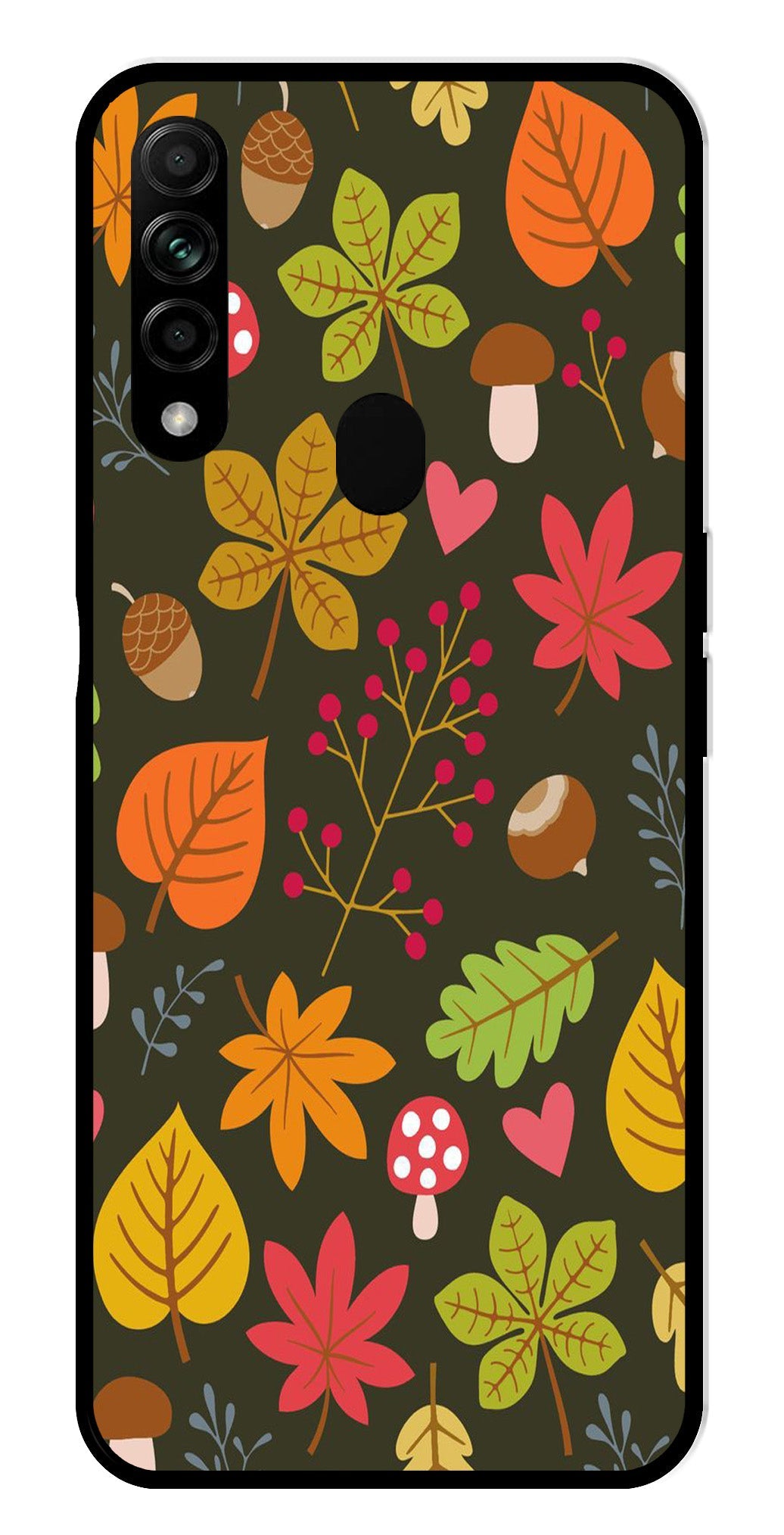 Leaves Design Metal Mobile Case for Oppo A31   (Design No -51)