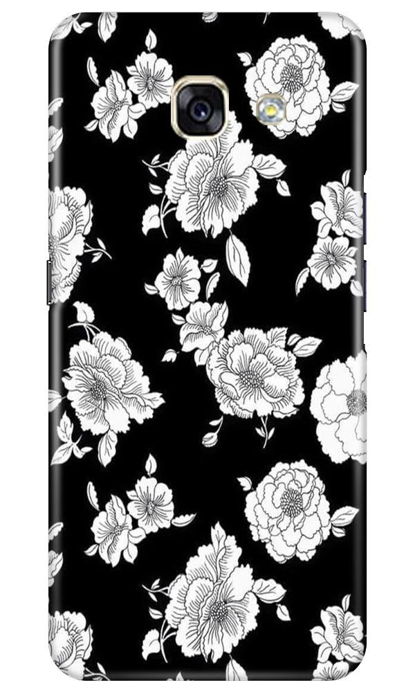 White flowers Black Background Case for Samsung A5 2017