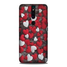 Red White Hearts Mobile Back Case for Oppo F11 Pro  (Design - 105)