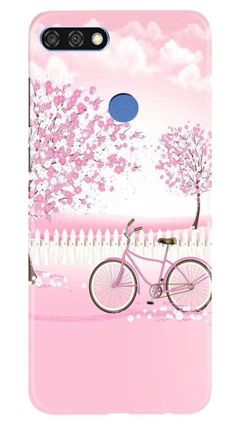 Pink Flowers Cycle Case for Huawei 7C  (Design - 102)