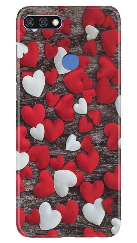 Red White Hearts Case for Huawei 7C  (Design - 105)