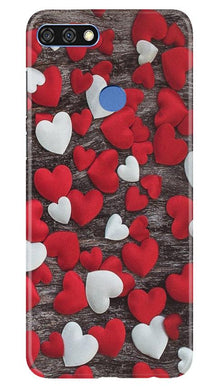 Red White Hearts Mobile Back Case for Huawei 7C  (Design - 105)