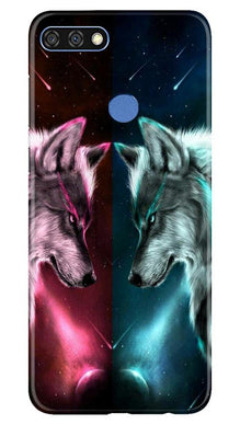 Wolf fight Mobile Back Case for Huawei 7C (Design - 221)