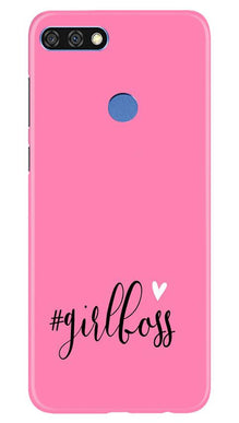 Girl Boss Pink Mobile Back Case for Huawei 7C (Design - 269)