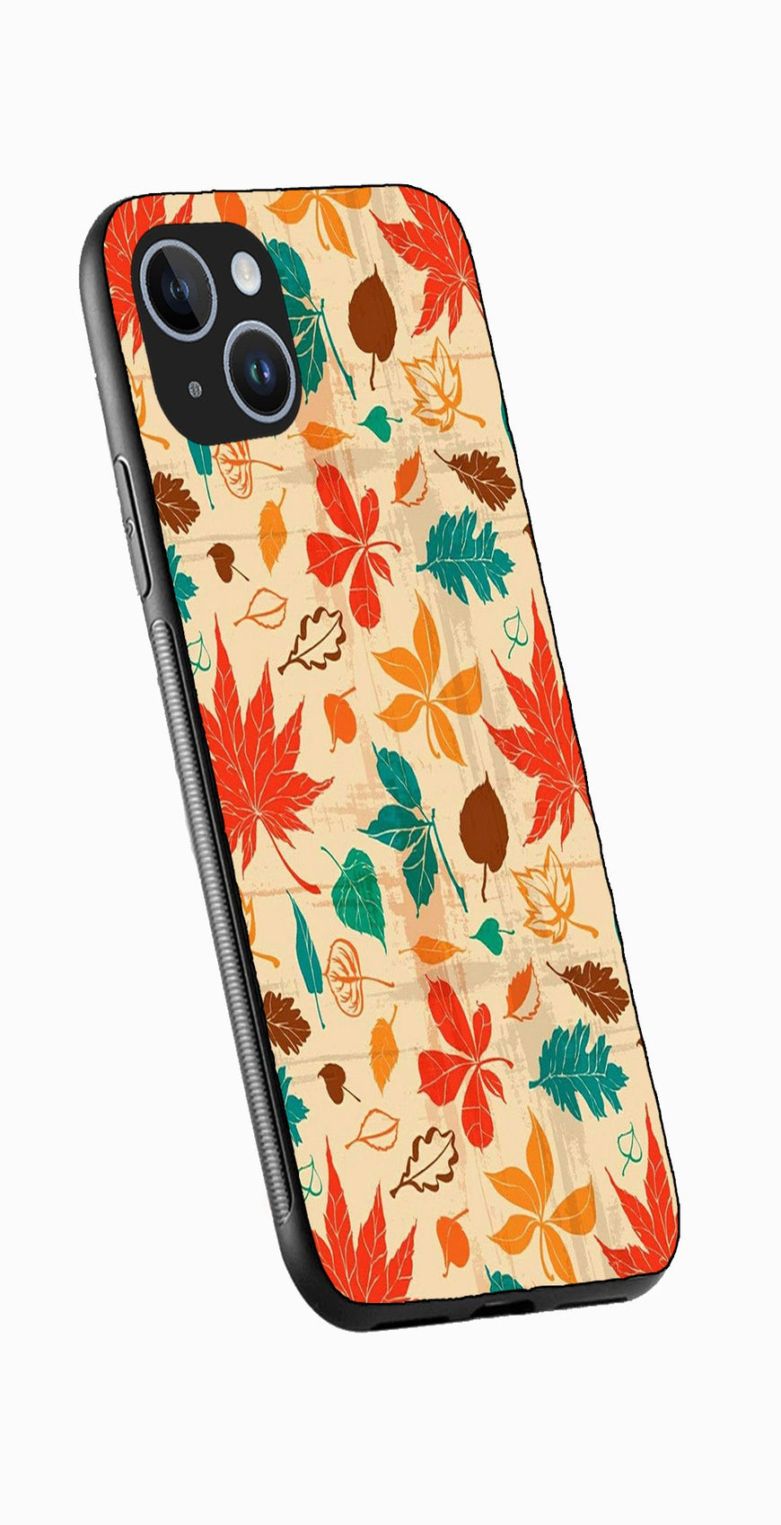 Leafs Design Metal Mobile Case for iPhone 13  (Design No -14)