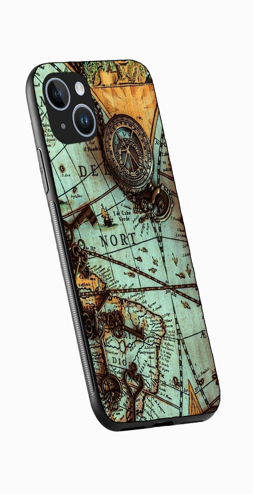 Map Design Metal Mobile Case for iPhone 13  (Design No -54)