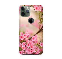 Pink flowers Mobile Back Case for iPhone 11 Pro Max logo cut (Design - 69)