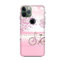 Pink Flowers Cycle Mobile Back Case for iPhone 11 Pro Max logo cut  (Design - 102)