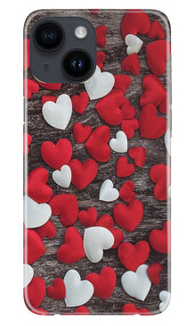 Red White Hearts Mobile Back Case for iPhone 14  (Design - 105)