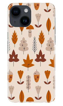 Leaf Pattern Art Mobile Back Case for iPhone 14  (Design - 132)