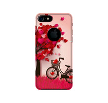 Red Heart Cycle Mobile Back Case for iPhone 7 logo cut (Design - 222)