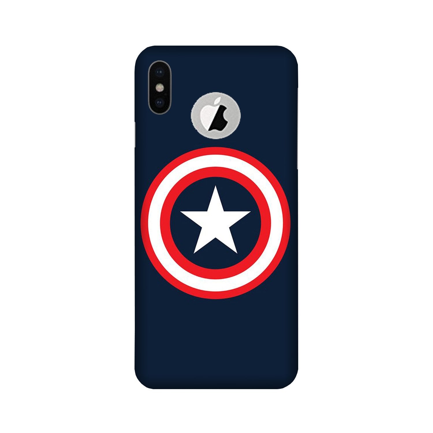 Captain America Mobile Back Case for iPhone X logo cut Design