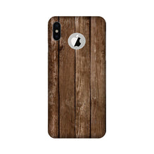 Wooden Look Mobile Back Case for iPhone X logo cut  (Design - 112)