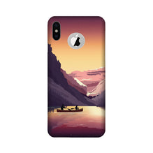 Mountains Boat Mobile Back Case for iPhone X logo cut (Design - 181)