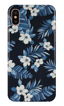 White flowers Blue Background2 Mobile Back Case for iPhone Xr (Design - 15)