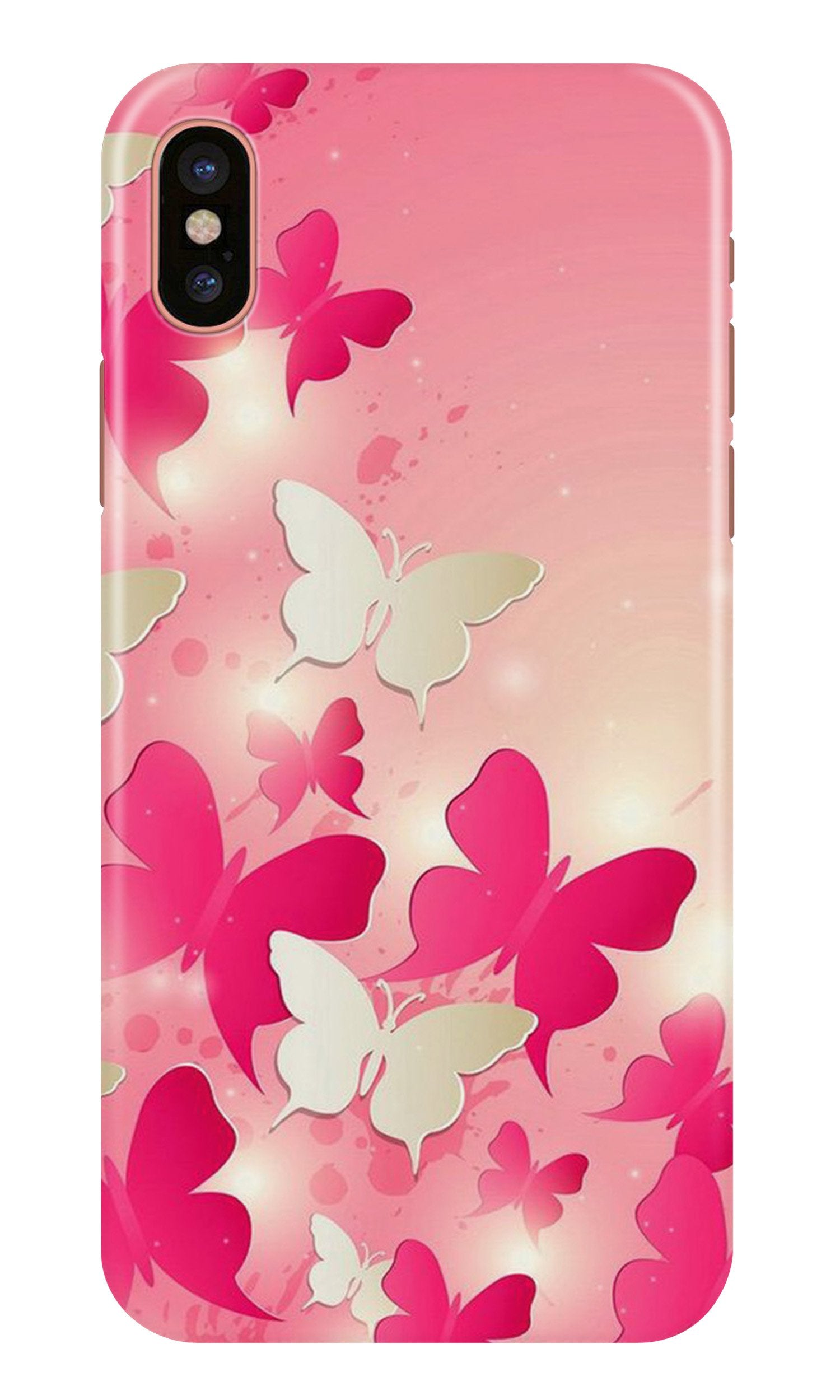 White Pick Butterflies Case for iPhone Xr