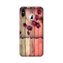 Wooden look2 Mobile Back Case for iPhone Xs logo cut  (Design - 56)