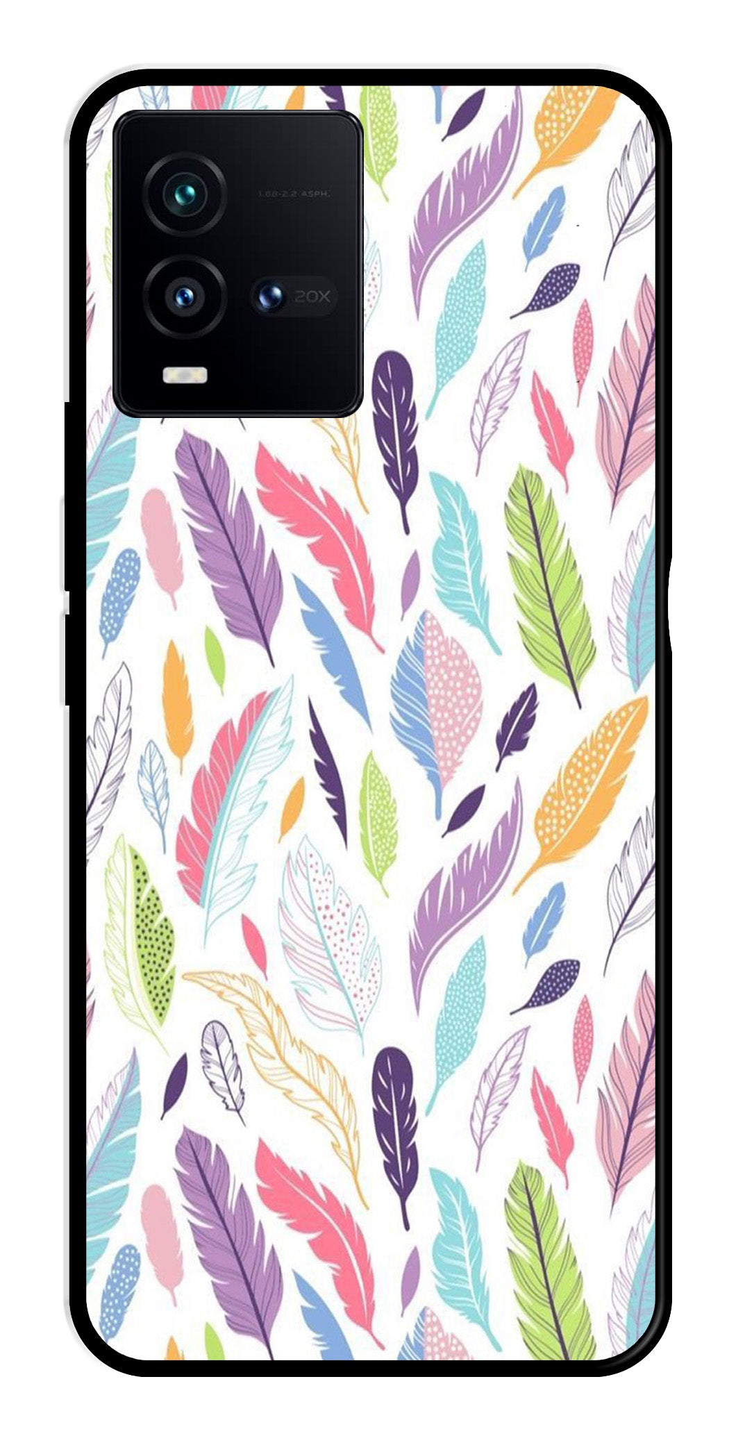 Colorful Feathers Metal Mobile Case for Vivo iQOO 9T 5G   (Design No -06)