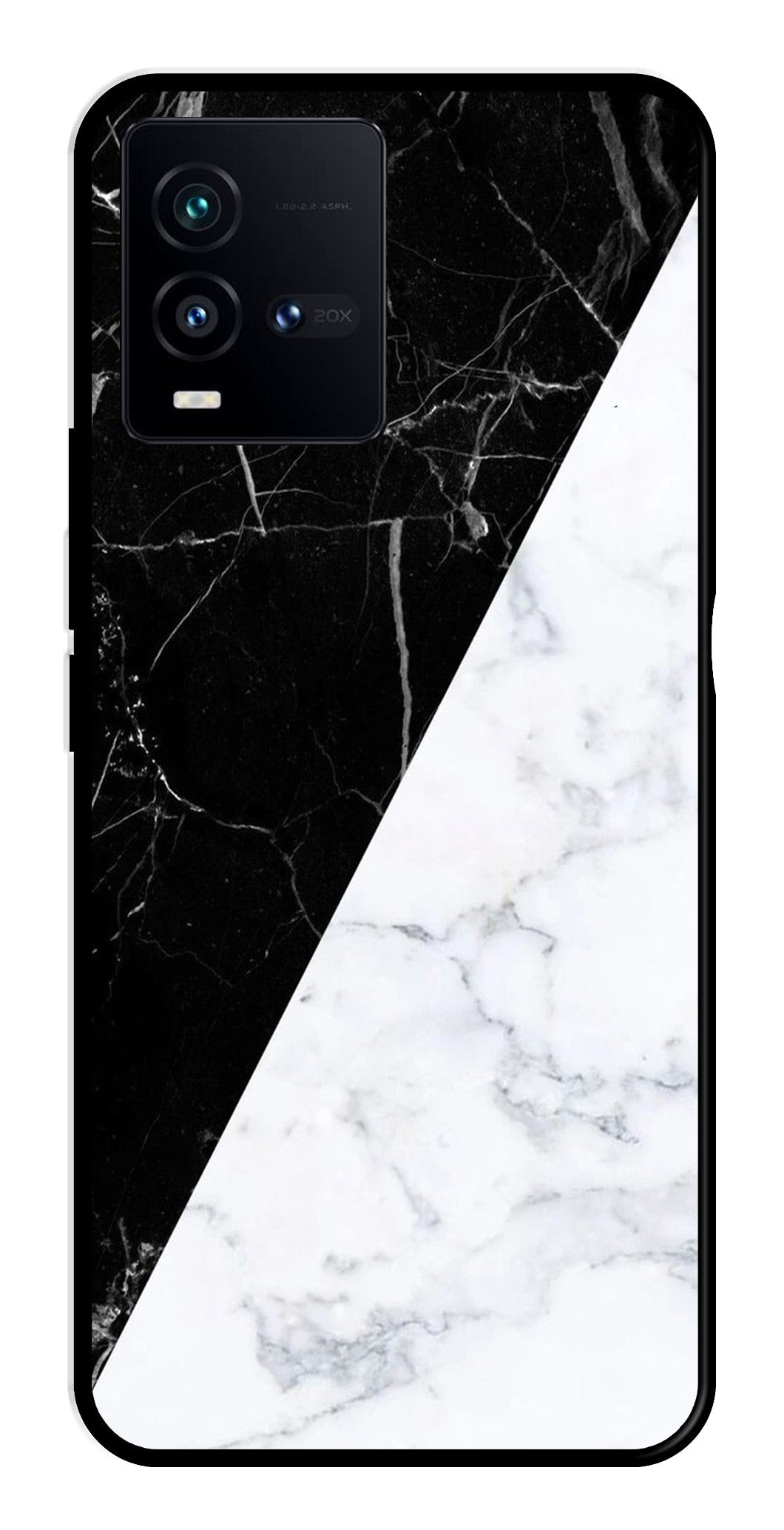 Black White Marble Design Metal Mobile Case for Vivo iQOO 9T 5G   (Design No -09)