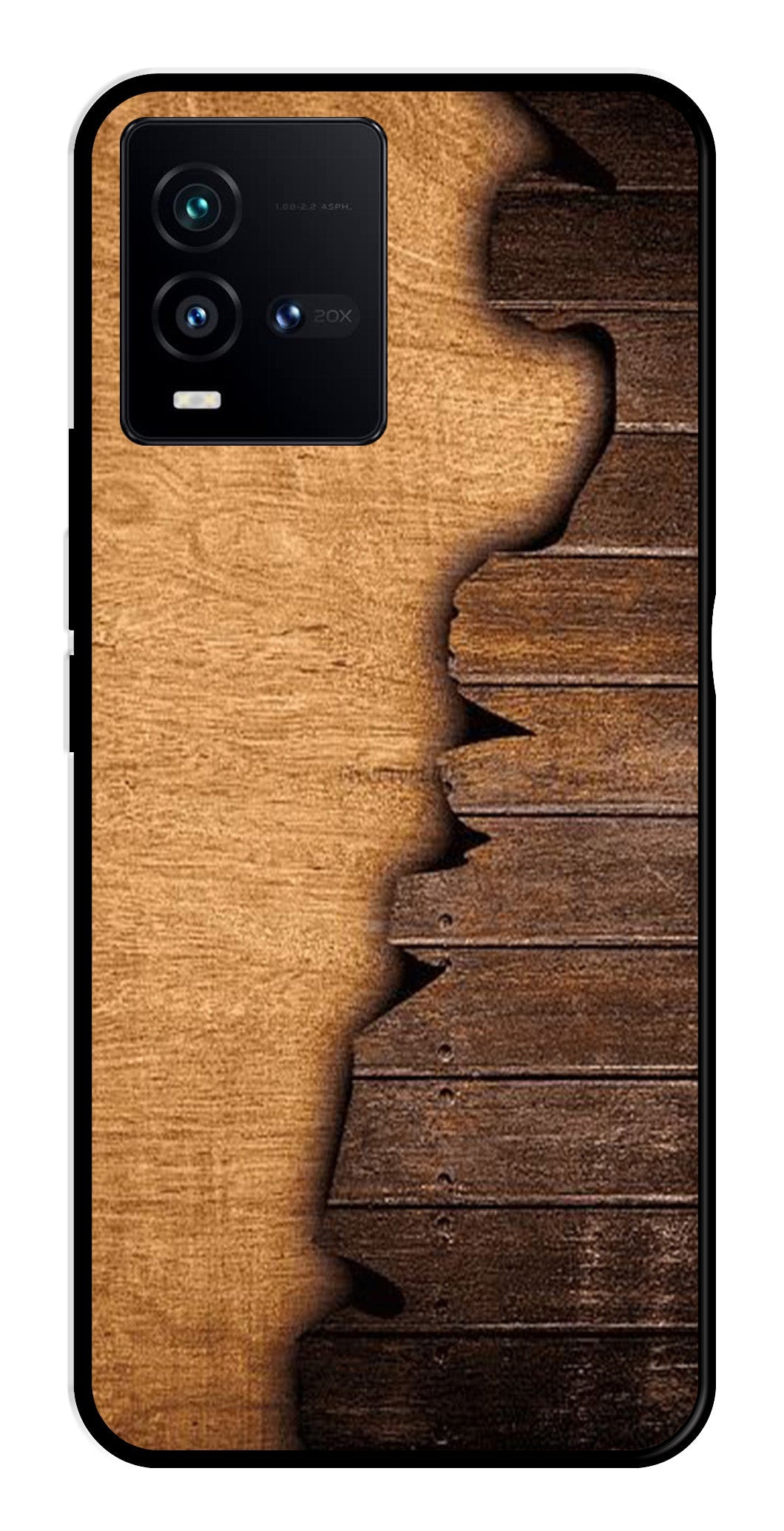 Wooden Design Metal Mobile Case for Vivo iQOO 9T 5G   (Design No -13)