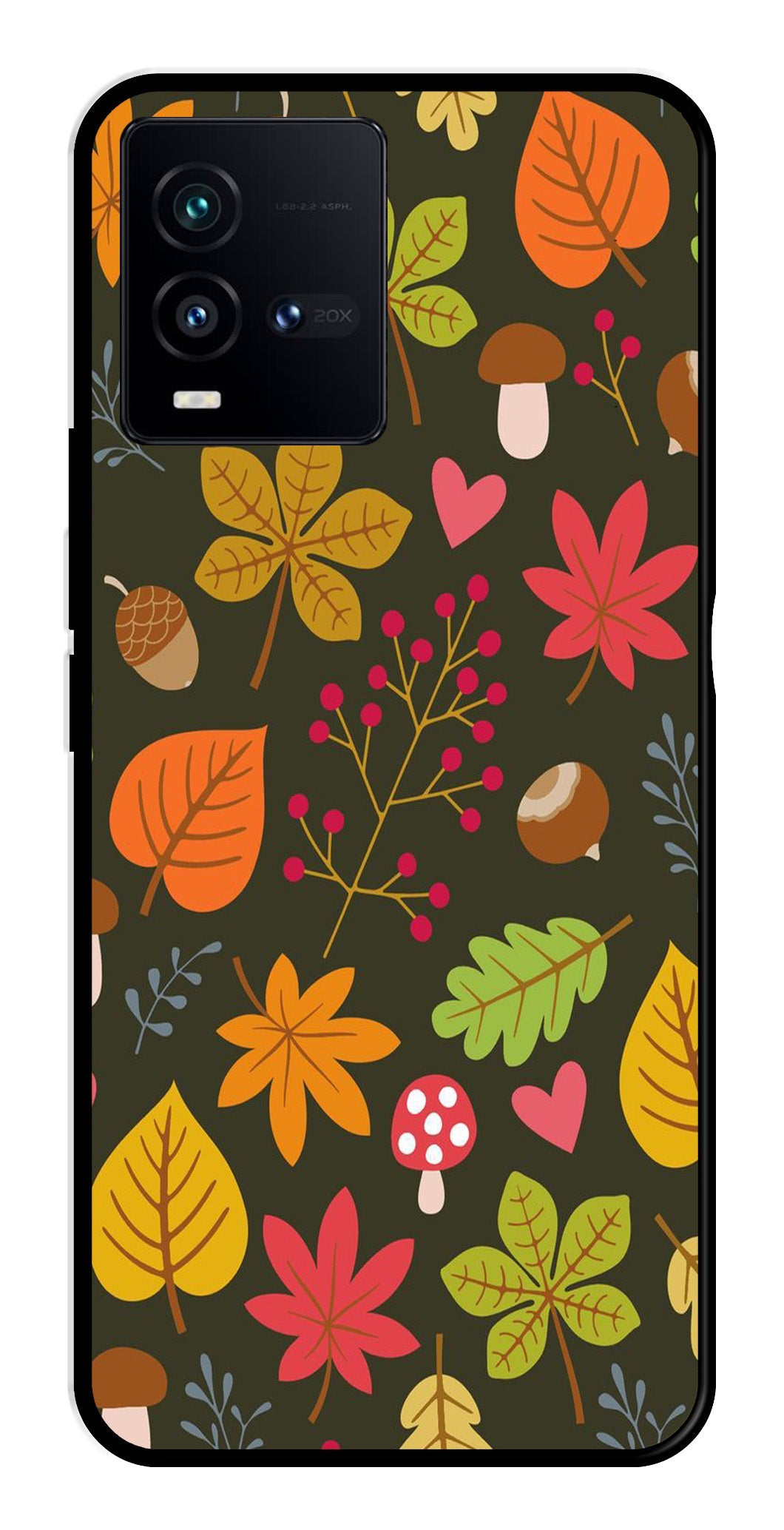 Leaves Design Metal Mobile Case for Vivo iQOO 9T 5G   (Design No -51)