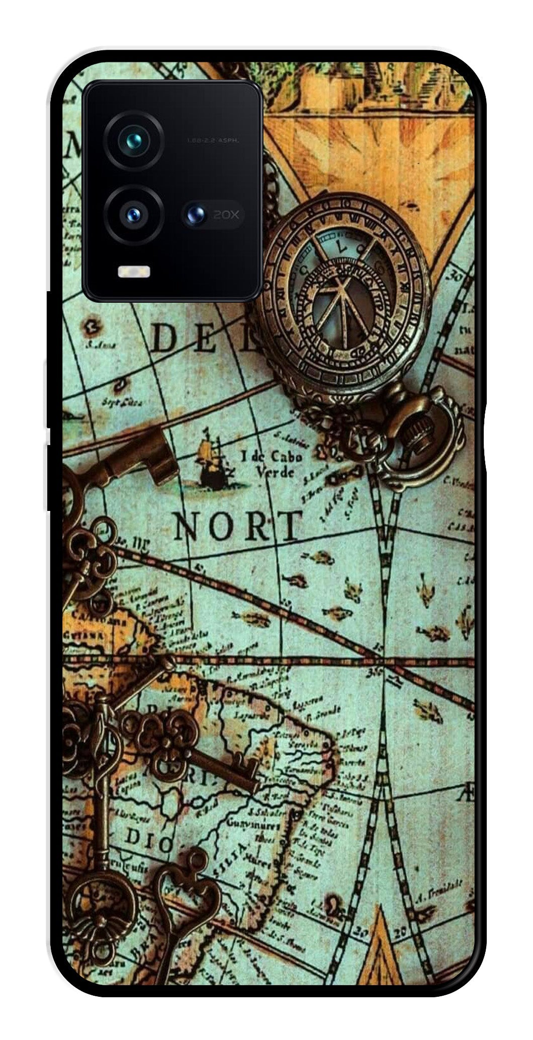 Map Design Metal Mobile Case for Vivo iQOO 9T 5G   (Design No -54)