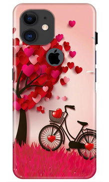 Red Heart Cycle Mobile Back Case for iPhone 11 Logo Cut (Design - 222)