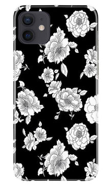 White flowers Black Background Mobile Back Case for iPhone 12 (Design - 9)